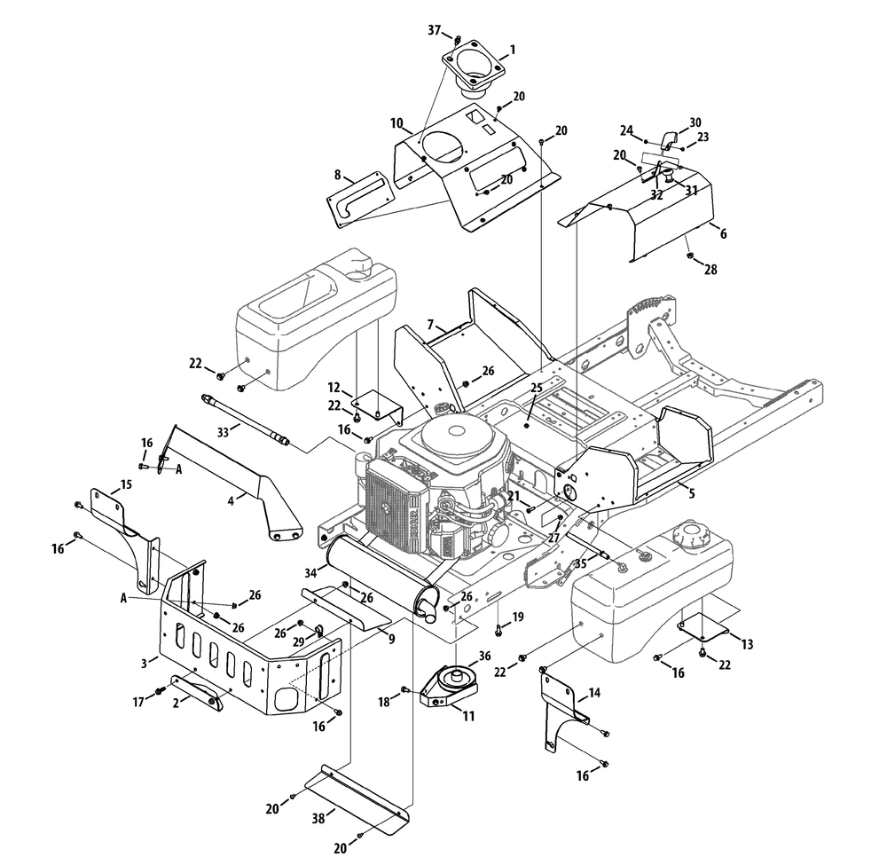 Engine Connections Diagram and Parts List for Z-FORCES60 (53BH5FJD-53BH5FJD050)(2013) Cub Cadet Lawn Tractor